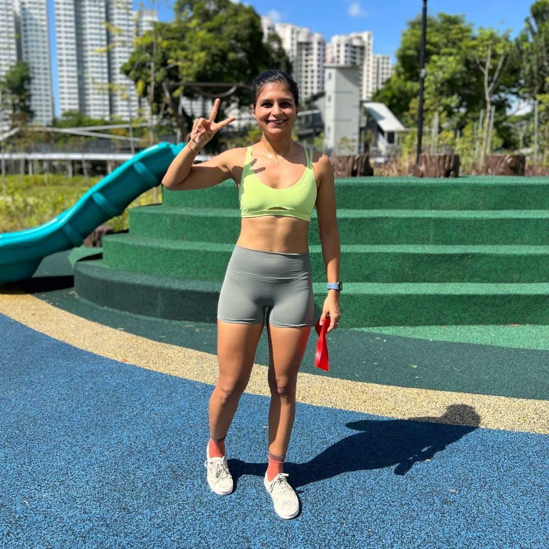 Ankita Pandey, fitness and nutrition coach, smiling after an outdoor training session